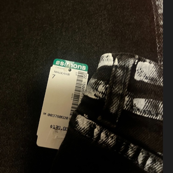 Vibrant M.I.U black with painted white bands and crossover waist jeans NWT - Picture 11 of 14